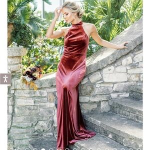 Revelry Tori Velvet Dress - Terracotta 0